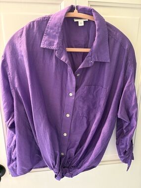 J Jill silk/cotton tie front blouse